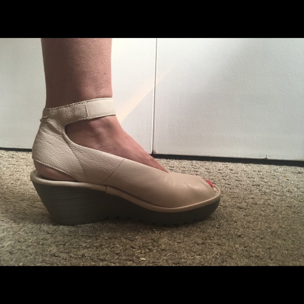 Fly London Yala Perf wedges in cream